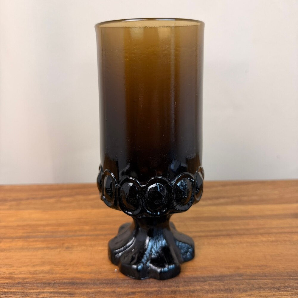 Tiffin Franciscan Madeira 6.5" Amber Brown Glass Goblet Mid Century Modern